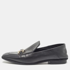 salvatore ferragamo black leather cesaro loafers size 36.5