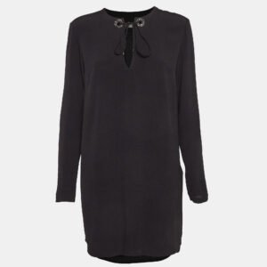 luxury-women-sandro-used-clothes-p1012119-002.jpg sandro black black crystal embellished crepe tunic dress l