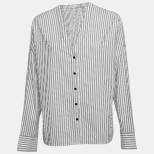 sandro white pinstripe v-neck top l