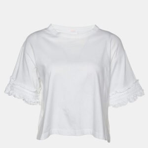 luxury-women-see-by-chloe-used-clothes-p1003302-001.jpg see by chloe white cotton ruffled sleeve detail t-shirt m
