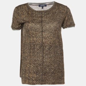 s'max mara brown snake print wool blend knit t-shirt s