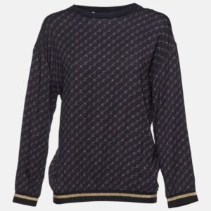 stella mccartney navy blue logo printed jersey jumper s