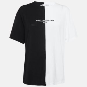 stella mccartney black /white logo print jersey cotton t-shirt s
