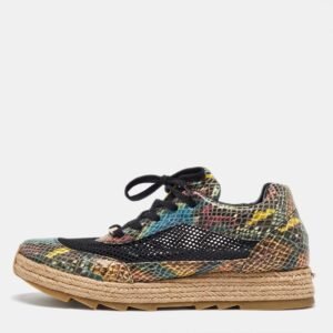 stella mccartney multicolor python effect faux leather and mesh espadrille sneakers size 41