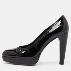 stuart weitzman black patent leather platform pumps size 39.5
