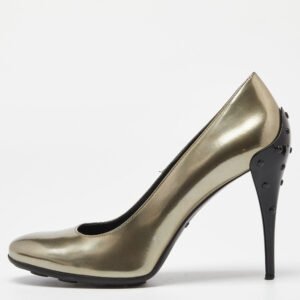 tod's metallic leather round toe pumps size 40