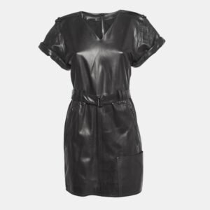 luxury-women-tom-ford-used-clothes-p1033361-1725539636-001.jpg tom ford black leather v-neck belted mini dress m