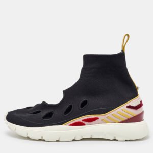 valentino black knit fabric cut out sock sneakers size 39