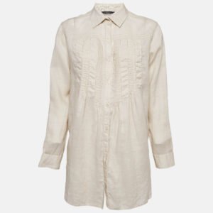 luxury-women-weekend-max-mara-used-clothes-p1006985-001.jpg weekend max mara beige ramie pleated blouse m